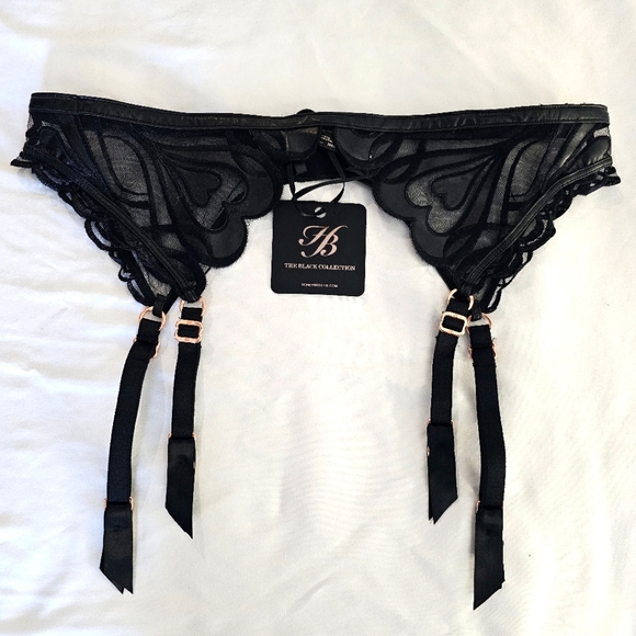 Honey Birdette Black Heart Suspender Size Large NWT - Picture 2 of 4